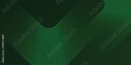 Abstract green background with glowing geometric lines. Modern gradient rounded square lines pattern. EPS 10
