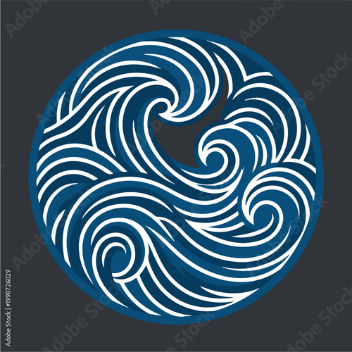 Swirling Ocean Wave Design Element.