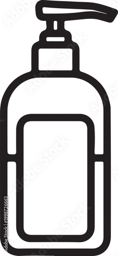 Soap dispenser bottle icon outline graphic with dispenser sanitizer cleaning skincare cosmetic container bathroom illustration personal bathhouse packaging dispense accessory