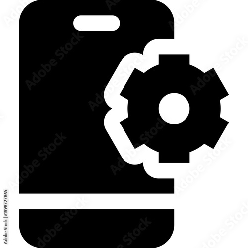 Mobile Settings Vector Icon, Isolated Lineal Editable Stroke Icon