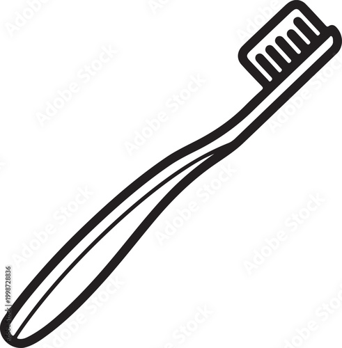 Manual toothbrush icon in thin line style with toothbrush cleaning bathroom dentistry minimalist illustration bristles personal prevention monochrome isolated instrument