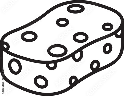 Sponge cleaning icon with a simple black line art illustration of a porous rectangular cleaning sponge cleaning accessory household absorbent supplies sanitation maintenance