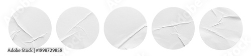 Fotografie blank white round paper sticker label isolated  on white background