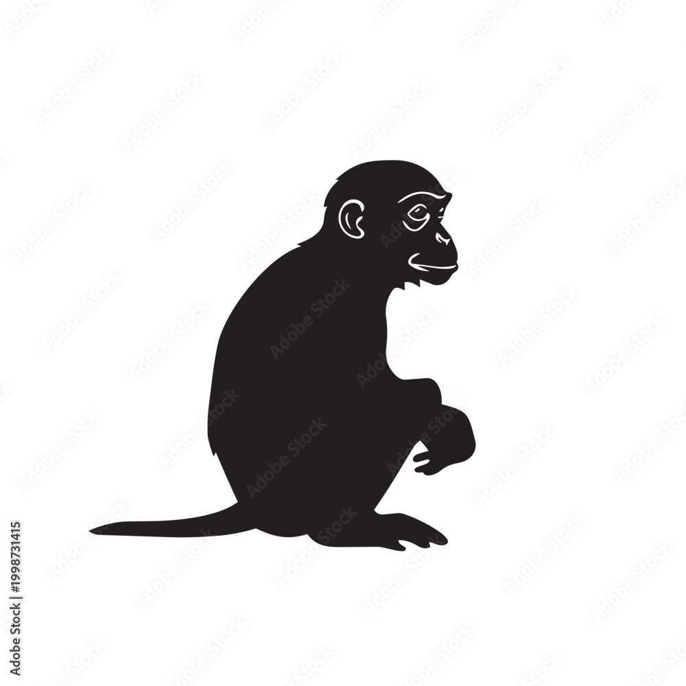 Naklejka premium silhouette of a monkey on white