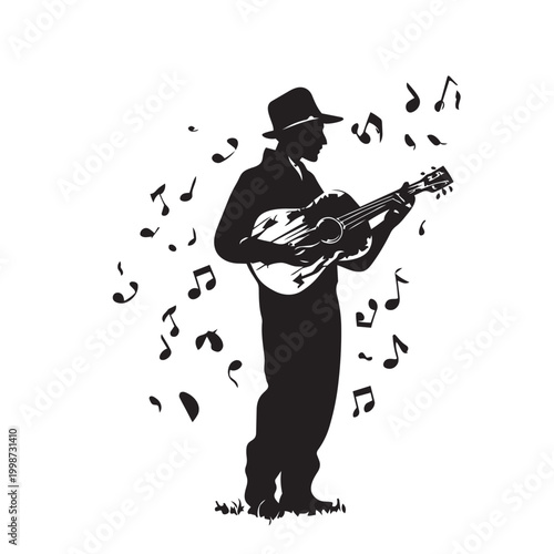 silhouette of a man with a guitar