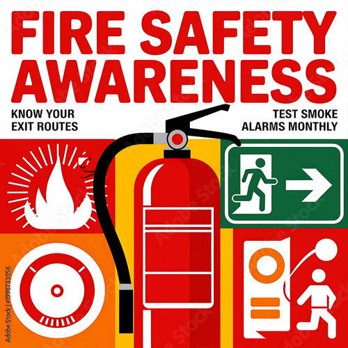 Ultimate Fire Safety Infographic: Emergency Preparedness, Smoke Alarm Testing, Escape Routes, Fire Extinguisher Strategies, Home and Public Safety Awareness