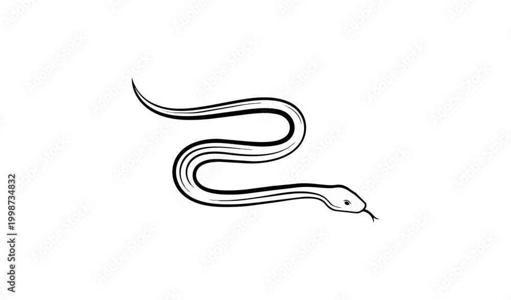Fototapeta premium Minimalist snake silhouette graphic against black background
