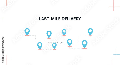 Last Mile Delivery Route with Location Pins