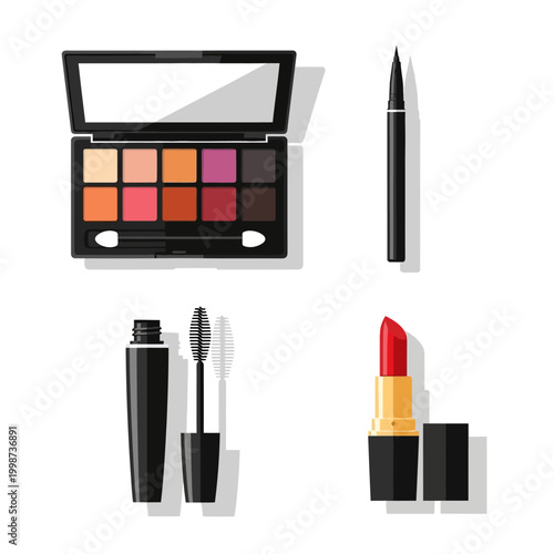 Makeup Essentials Collection Eyeshadow Mascara Eyeliner Lipstick.