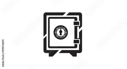 Stylized black safe icon with keyhole