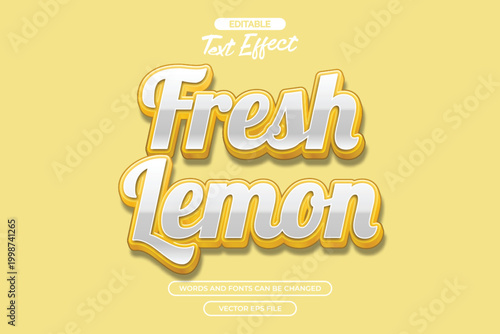 Fresh lemon editable text effect with cartoon text style