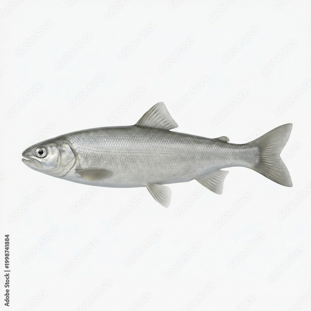 Fototapeta premium Silver fish swimming on a white background 