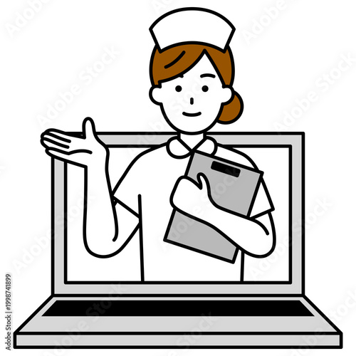 オンライン診断をする女性看護師