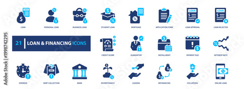 Cuadro en lienzo Loan financing icon set