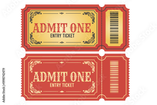 Red admit one entry ticket