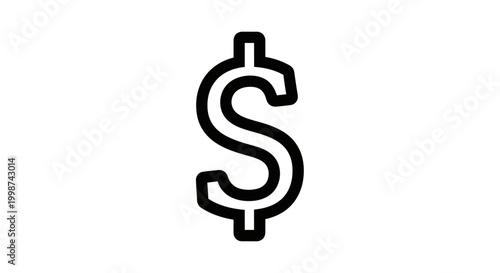 Black and white dollar symbol isolated on white background financial concept