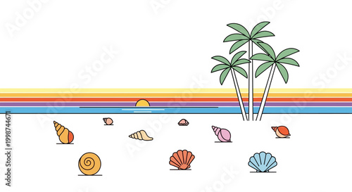 Seashells on the sandy beach shore.