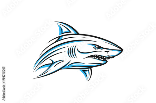 Stylized illustration of a shark on a black background
