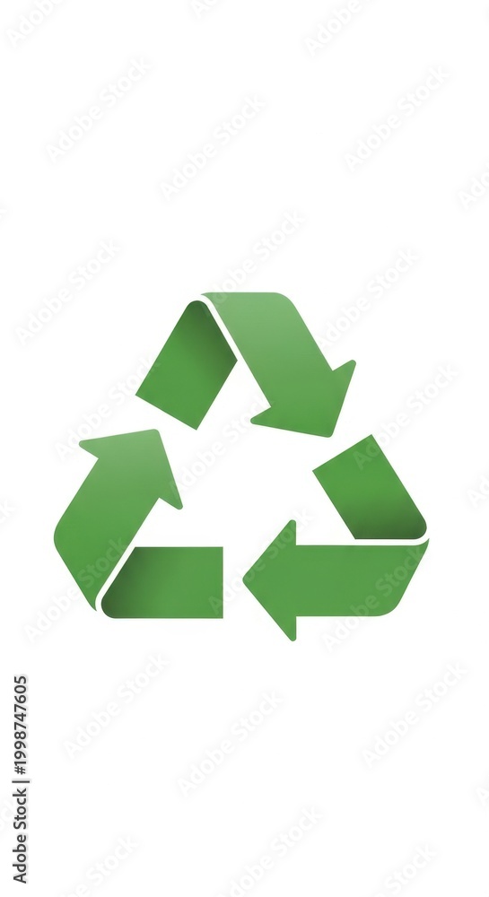 Obraz premium Green Recycling Symbol on White Background for Environment.