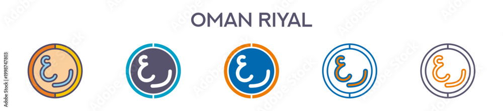 Fototapeta premium Oman Riyal Symbol Element For Design Graphic - Multi Styles