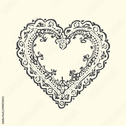 Foto Ornate heart shape with intricate lace-like pattern decorative element intricate