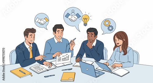 Team collaboration concept illustration business meeting strategy