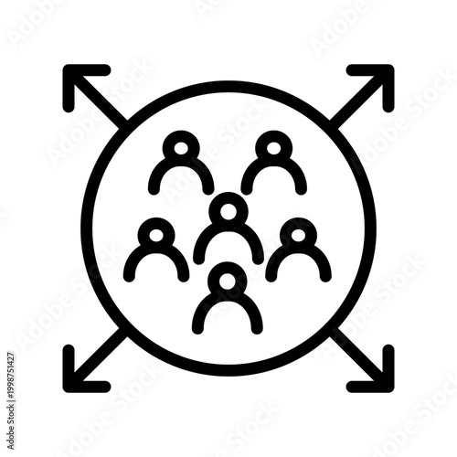 Scalability and Growth Line Icon for Business Expansion, Performance Optimization, Data Scaling, System Efficiency and Cloud Growth Concept Outline Vector Illustration