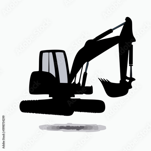 Silhouette of Heavy Machinery: A stark silhouette of an excavator, poised for action, against a neutral background. The image evokes a sense of power and industry.