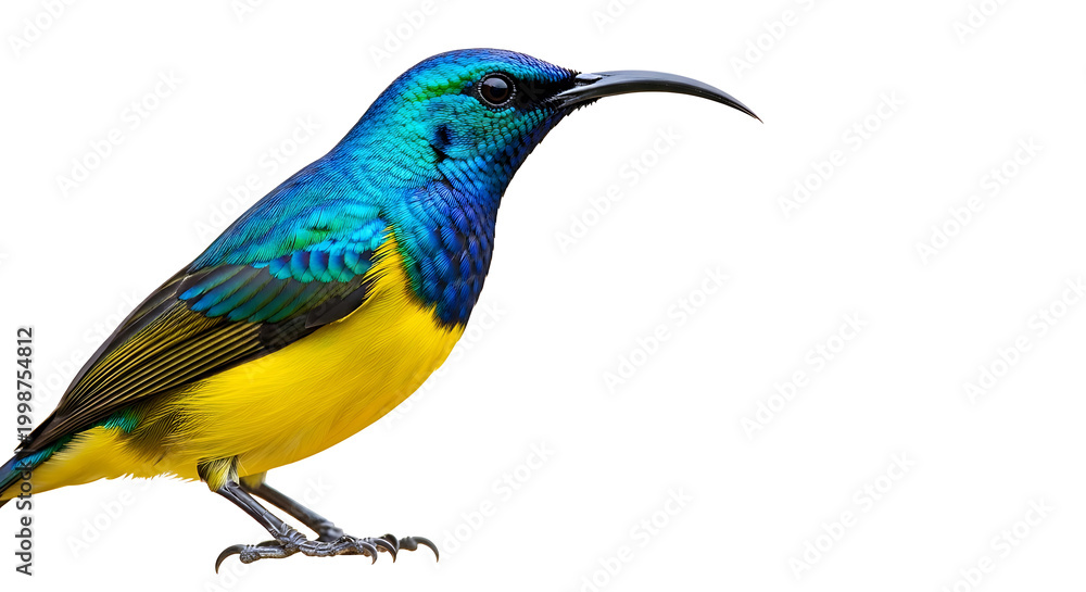Obraz premium Small blue yellow bird with curved beak animal wildlife