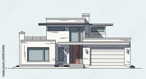 Modern Minimalist House Exterior Facade, Clean Lines, Architectural Design