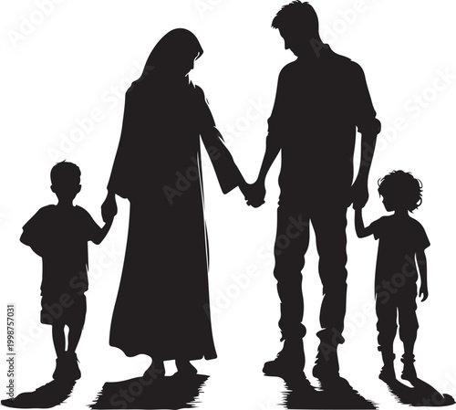 family silhouette vector