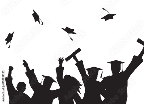Obraz na płótnie Class of 2026 Graduating students  throwing graduation caps after their graduation