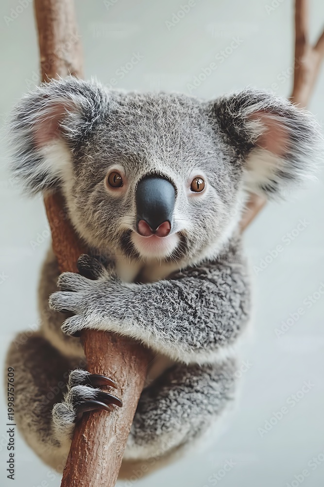 Obraz premium Koala, Animal, Forest, Nature, Floral, Art, Printable Image, with White Background, for Stickers, T-shirt Design, Hat, Mug, Flip-flop, Mousepad