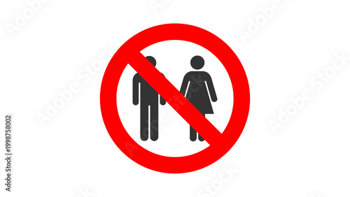 Obraz na płótnie No entry for two people prohibition sign flat icon