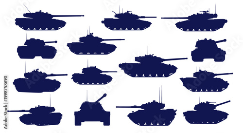 Collection of military tank silhouettes.