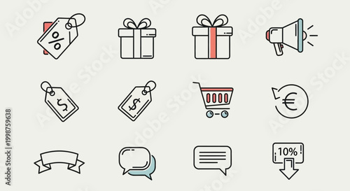 Set of Shopping and Discount Icons.
