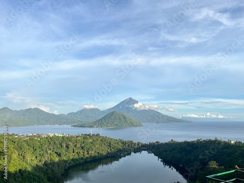 mountain and lake