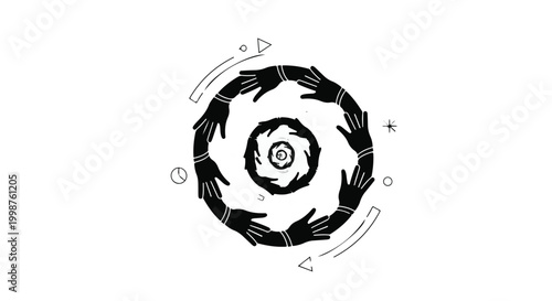 Human hands arranged in a circular formation symbolize global unity and collective cooperation.