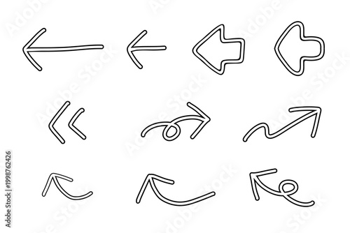 ふちどり手書きの矢印イラストセット