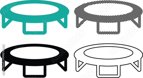 Trampoline icons set for jump and bounce activities vector illustration.