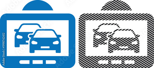 Navigation screen showing traffic and car symbols vector illustration.