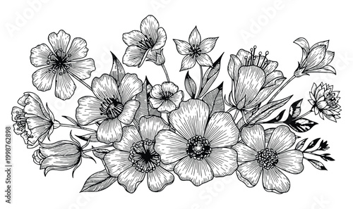 Premium 20 Hand-Drawn Colorful Floral Doodles - Cute Flower Illustrations, Artistic Sketchbook Botanical Elements  Decorative Nature Graphics for Creative Design