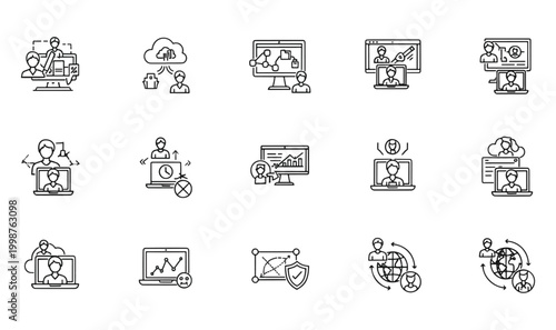 Premium 15 Business Office Management Icons - Modern Workplace Operations, Corporate Logistics Symbols, Administrative Workflow Graphics  Professional Service Icons 