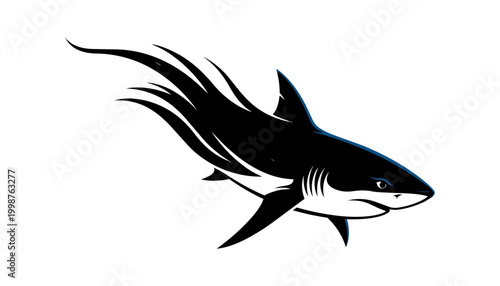 Shark silhouette in dark water ocean underwater marine life