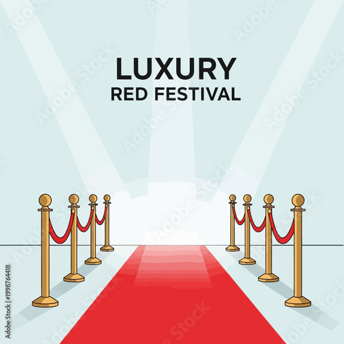 Luxury Red Carpet Festival Entrance with Spotlights.