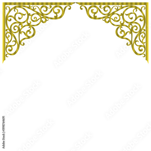 Foto Elegant Gold Ornamental Top Border Frame Isolated on White