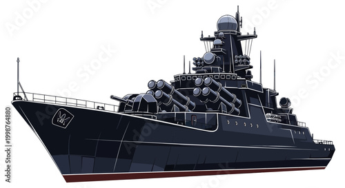 Modern Warship Illustration, Navy Destroyer, Military Vessel, Naval Power