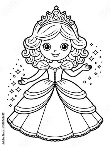 Fairytale Princess: A charming illustration of a young princess adorned with a crown, radiating grace and wonder. 
