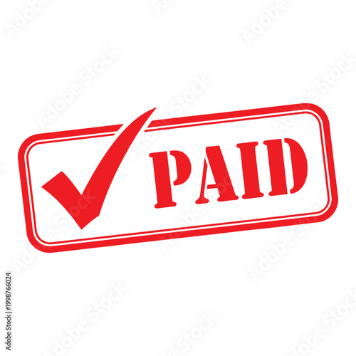 Red rectangular stamp with rounded corners clearly indicating the word PAID in bold red letters alongside