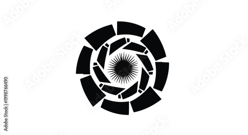 Abstract circular gear pattern radiates light to symbolize mechanical precision and industrial innovation.